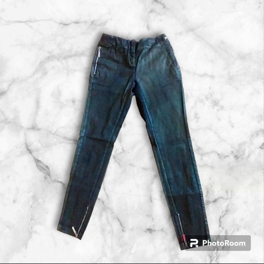 Just Cavalli Women's Jeggings Metallic Green Black Pants Size 28